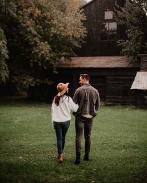 young couple with house